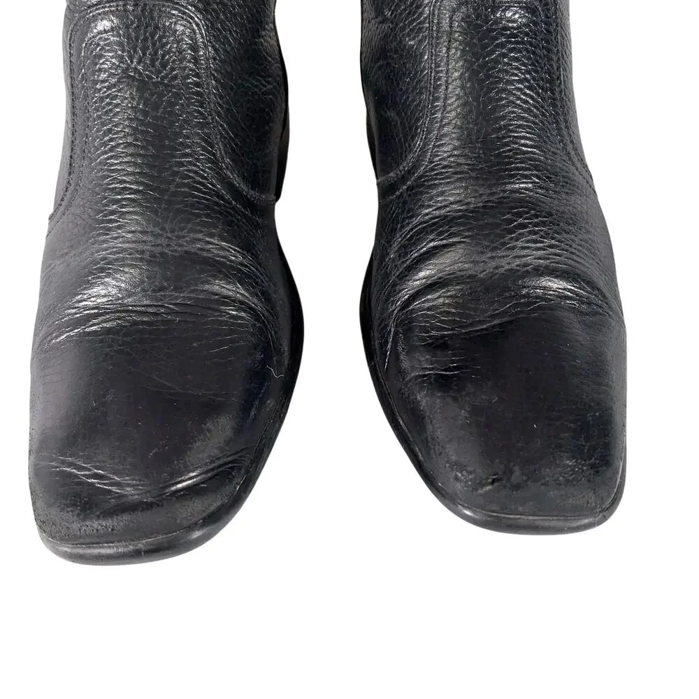 ALFARO! COLOMBIAN MADE BLACK GENUINE LEATHER NIPPED TOE ZIPPER BOOTS! SZ 7.5M